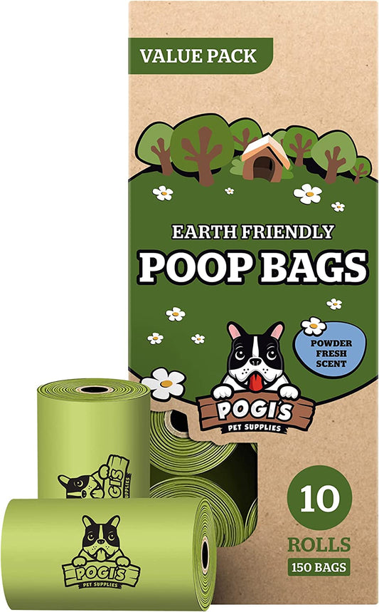 Pogi’S Dog Poop Bags - 10 Rolls (150 Doggie Poop Bags) - Leak-Proof Dog Waste Bags - Scented, Ultra Thick, Extra Large Poop Bags for Dogs