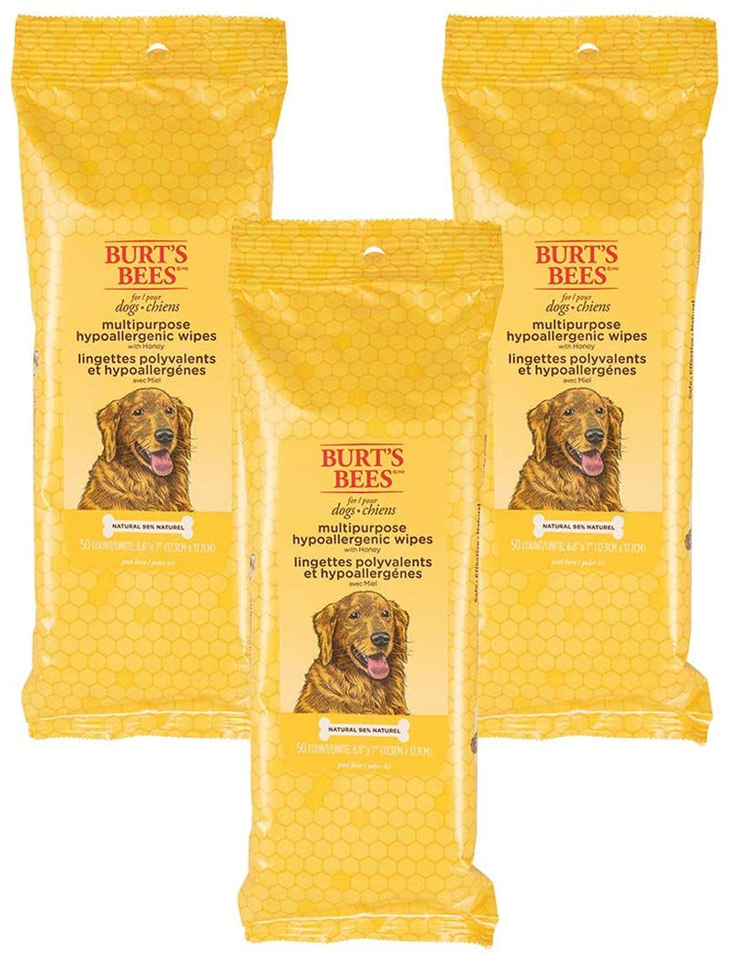 Burt'S Bees for Dogs Multipurpose Grooming Wipes, 50 Ct - Puppy and Dog Wipes for All Purpose Grooming - Burts Bees Wipes, Pet Wipes for Dogs, Puppy Wipes, Dog Face Wipes, Paw Wipes