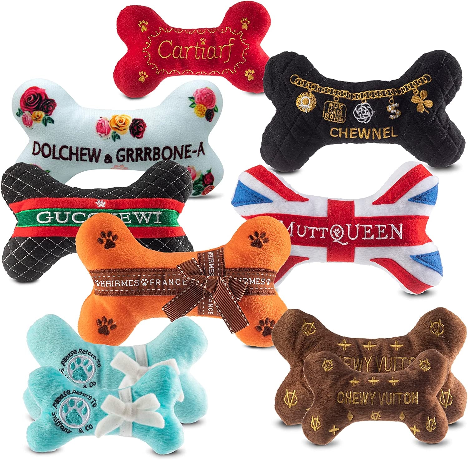 Runway Pup Collection | Unique Squeaky Plush Dog Toys – Prêt-À-Porter Dog Bones, Balls & More