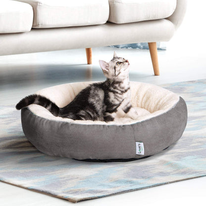 round Donut Cat and Dog Cushion Bed, 20In Pet Bed for Cats or Small Dogs, Anti-Slip & Water-Resistant Bottom, Super Soft Durable Fabric Pet Supplies, Machine Washable Luxury Cat & Dog Bed