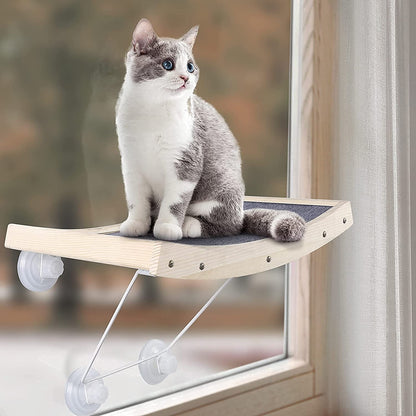 Cat Window Perch, Cat Hammock Window Seat with Strong Suction Cups, Window Mounted Cat Bed for Indoor Cats, Weighted up to 40Lb, Safety, Space Saving, Easy to Assemble